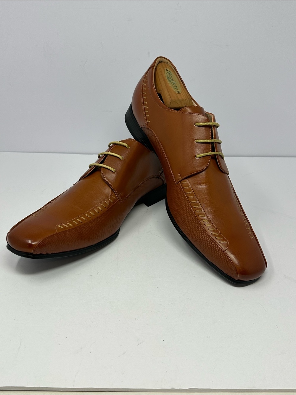 Bruno Marc NY Gordon-01 Men's 12 Brown Square Toe Leather-Lined Dress Oxfords P5